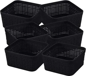 6 Pack Organizing Set | Square Bins | Multipurpose | Office | Desk | Dorm | Bathroom | Storage Basket | Small Items | Accessories