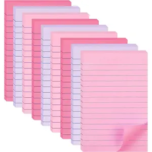 9 Pack Lined Sticky Notes 4X6 in  Sticky Notes with Lines, Large Ruled  Sticky Colorful Super Sticking Power Memo Pads  Adhesive (Pink Themed)