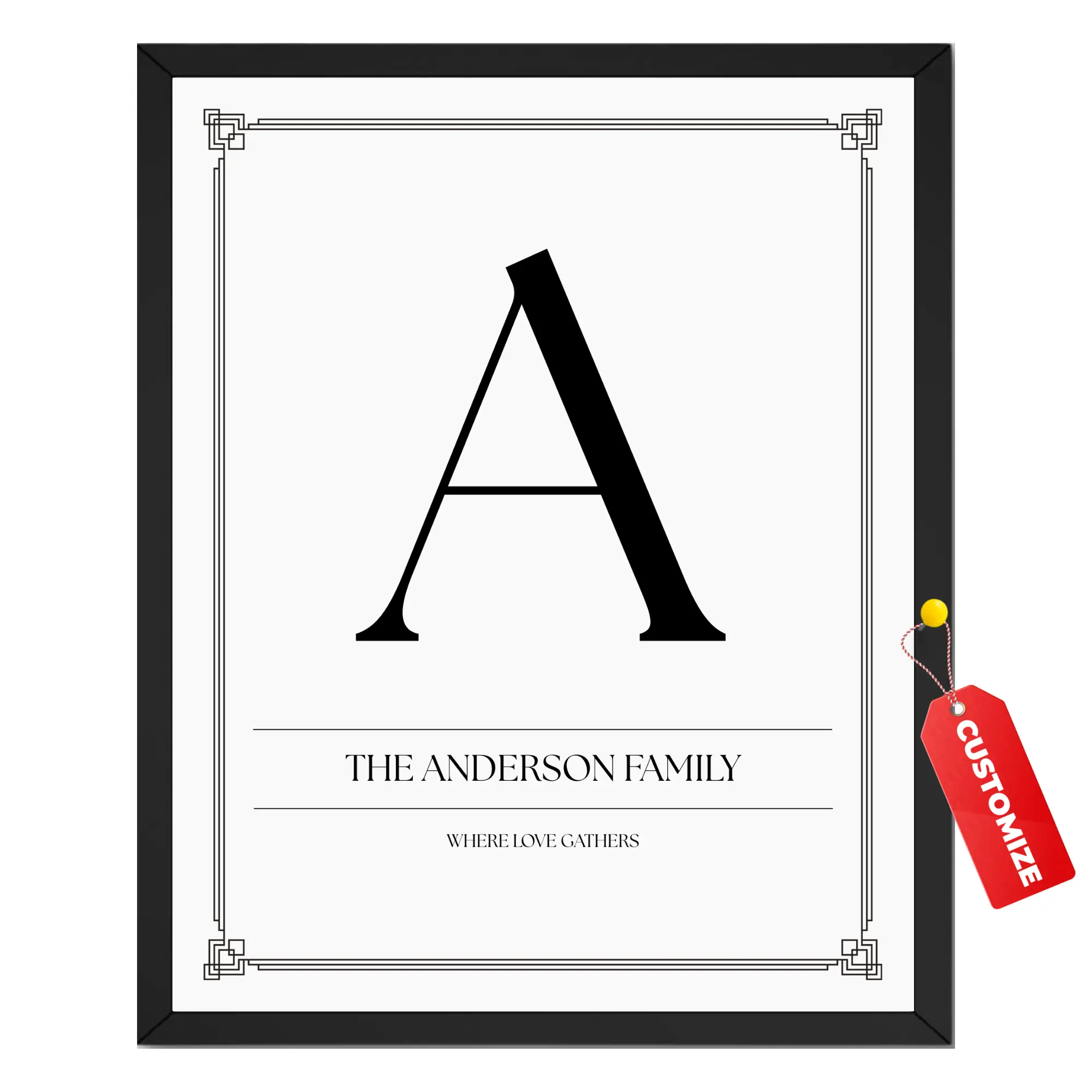 Personalized Family Initial Print: Customized Last Name Monogram Poster and Canvas