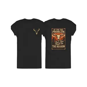 Women's T-Shirt, Casual, Comfortable Fabric, Crew Neck Short-Sleeve, Loose-Fit, & Camouflage, Western Skull & Slogan Graphics