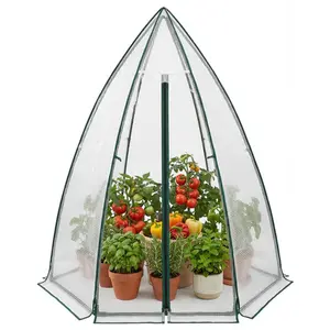 [FLASH SALE] Garvee Mini Hexagonal Greenhouse 54"x54"x71", Portable Walk-In Greenhouse with PE Cover, Roll-Up Door & Mesh Window, Steel Frame for Garden Patio