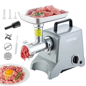 VEVOR Electric Meat Grinder,  5 Lb/Min Capacity, 575W（800W MAX) Industrial Meat Mincer with Blade, Grinding Plate, Sausage Stuffing Blade and 3 Tubes, Aluminum Commercial Meat Grinder
