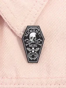 Memento Mori Skull Enamel Pin Gothic Skeleton Coffin Halloween Metal Brooches Lapel Backpack Badge Jewelry Accessories Gifts for Friends