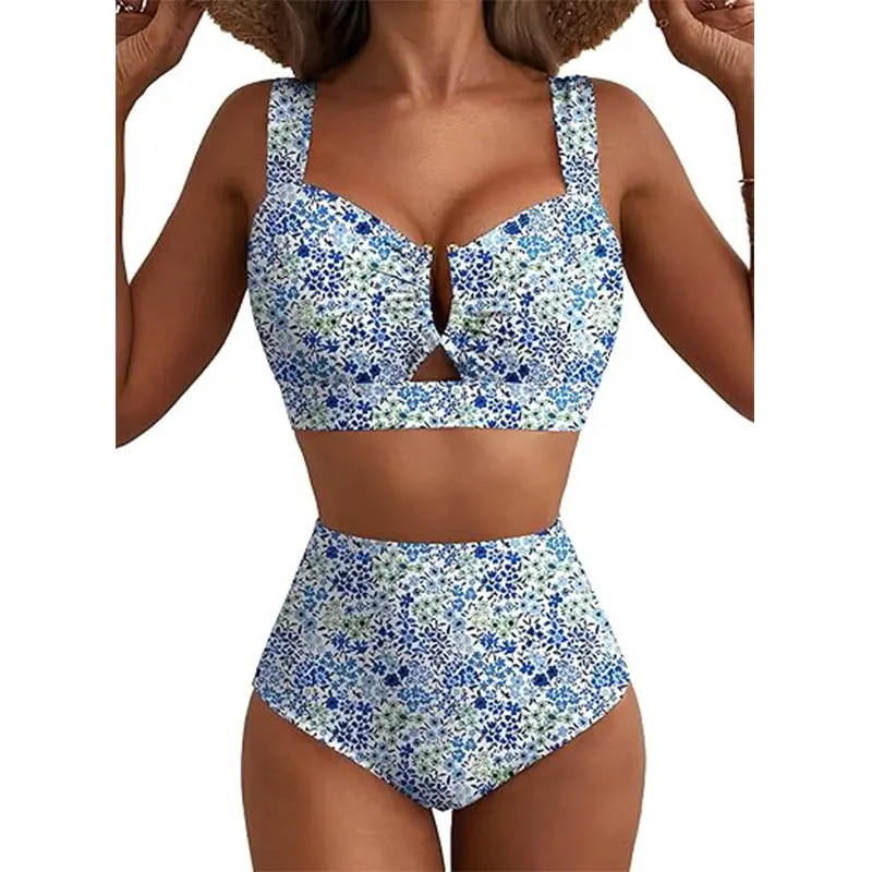 2026 two-piece swimsuit for women, sexy bikini, backless print, summer beach swimming