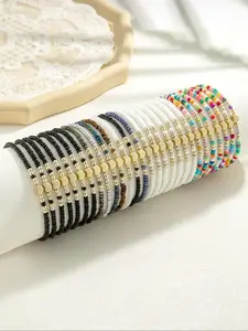 Mixed Color Beaded Anklet, Fashionable Anklet for Women & Girls, Casual Trendy Body Jewelry for Party, Daily Decor, Trendy All-match & Exquisite Jewelry for Birthday Gift