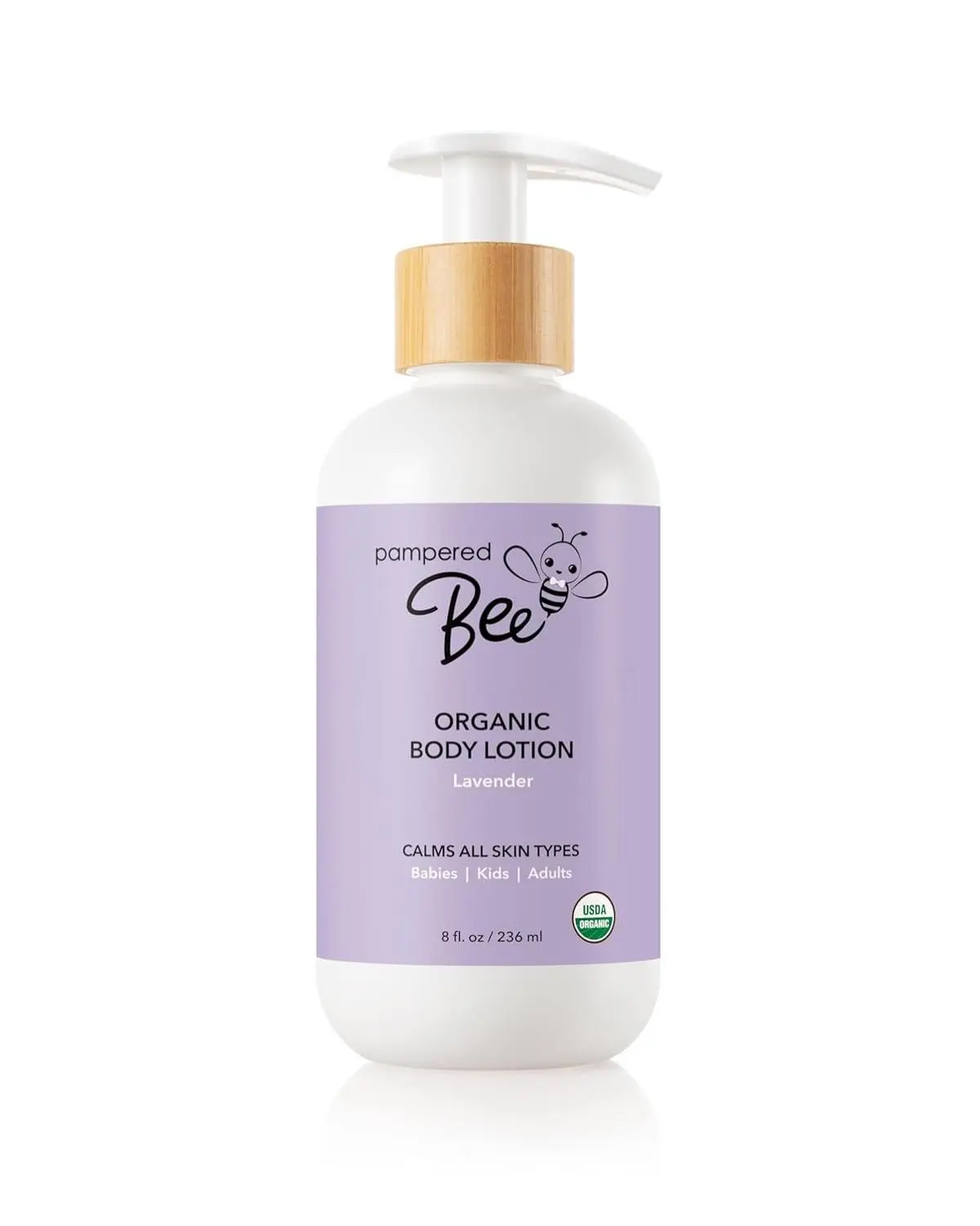 Organic Body Lotion (Lavender) for Babies, Toddlers and Kids, With Calendula and Chamomille Flowers, Marshmallow Root and Aloe Vera - Moiturizing, Softening, Hydrating. 8 oz