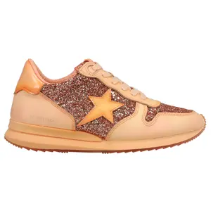 Vintage Havana Womens Splendid Glitter Lace Up Sneakers Shoes Casual - Orange
