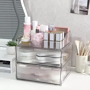 3-Makeup Organizer with Drawer, Stackable Skincare Box for and, Beauty, Cosmetic Brushes, Perfume Stand, Large Lipsticks Holder