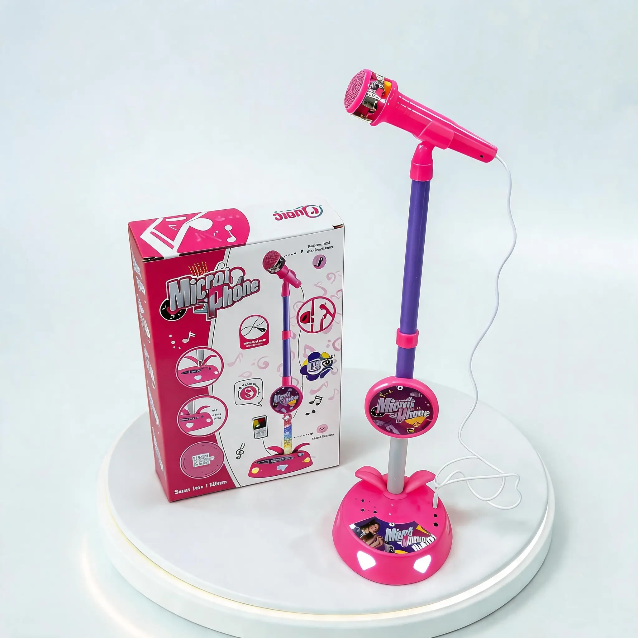Portable kpop karaoke microphone musical toy,with Bluetooth connection and LED lights,boost kids confidence,mom approved boy and girl birthday gift or children music education toy,Requires AA batteries.