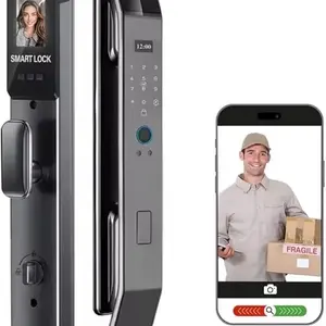 Face Recognition Smart Door Lock Fully Automatic Biometric Fingerprint Lock with Facial Scan APP Control Keypad Key Entry Aluminum Alloy Digital Front Door Lock for Home Office Apartment