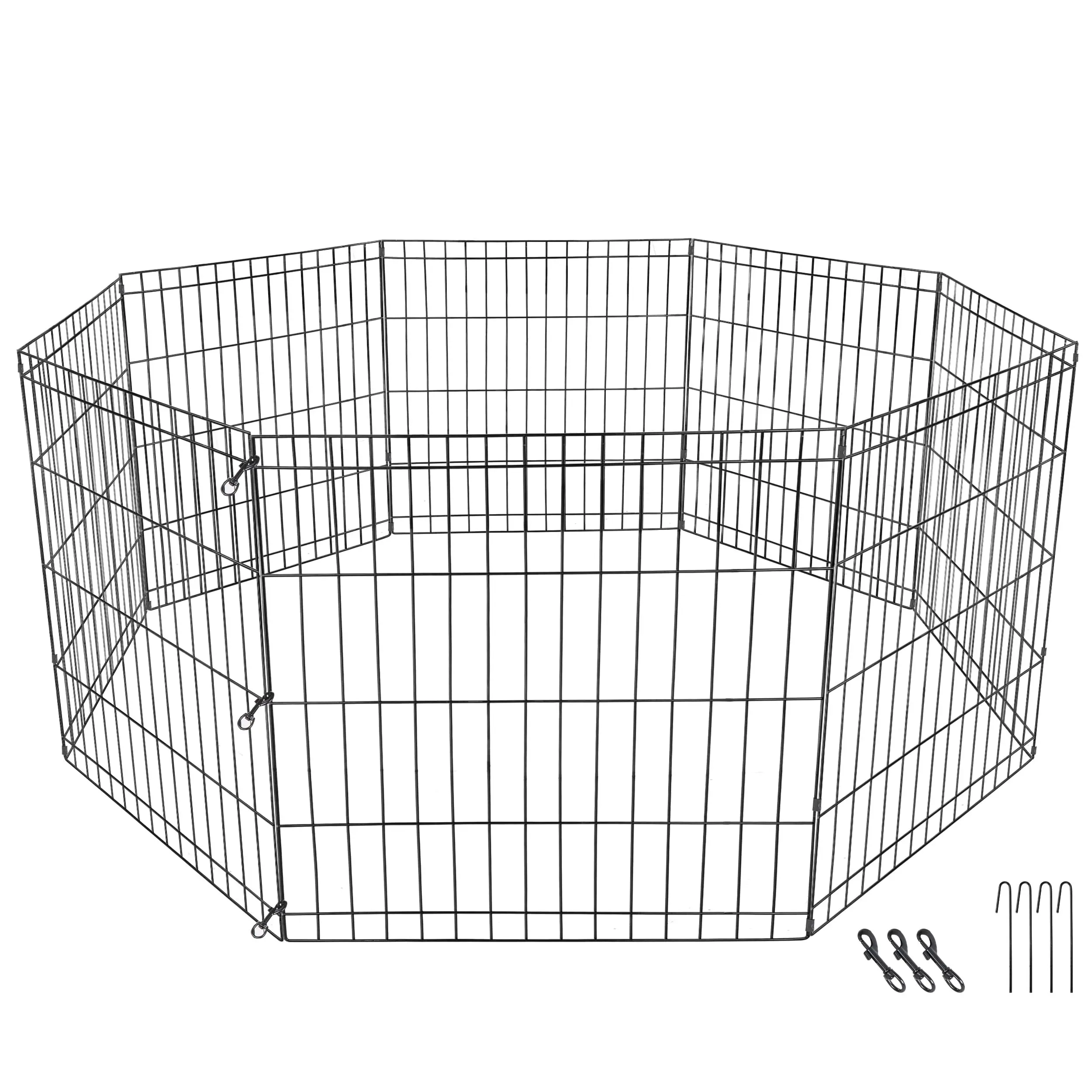 Segawe 24" 8-Panel Metal Dog Playpen - Portable Puppy Crate Kennel, Collapsible Escape-Proof, Durable Steel Frame, Safe Access Gate, Hassle-Free Transport for Indoor-Outdoor Exercise