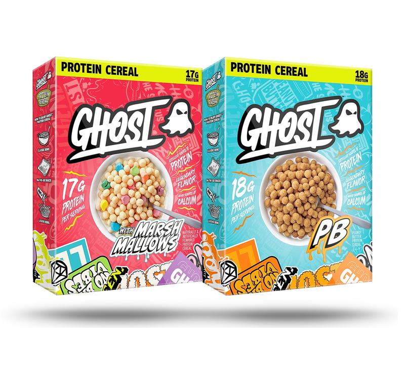 GHOST Protein Cereal, Marshmallows or Peanut Butter Flavor - Contains Lucky Charms Marshmallows or Crunchy Peanut Butter Cereal Puffs - 17G–18G Protein, Good Source of Calcium - Breakfast Cereal & Snack