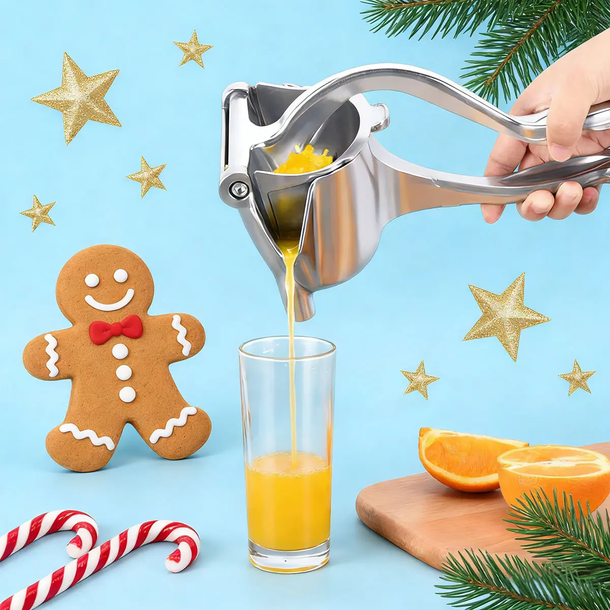 Stainless Steel Handheld Lemon Squeezer - Efficient, Durable, Easy-to-Clean Hinged Manual Fruit Press for Limes, Oranges, Kitchen Gadget