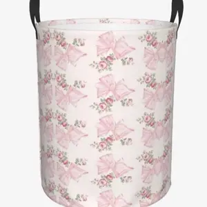 Pink Bow Laundry Basket Organizer