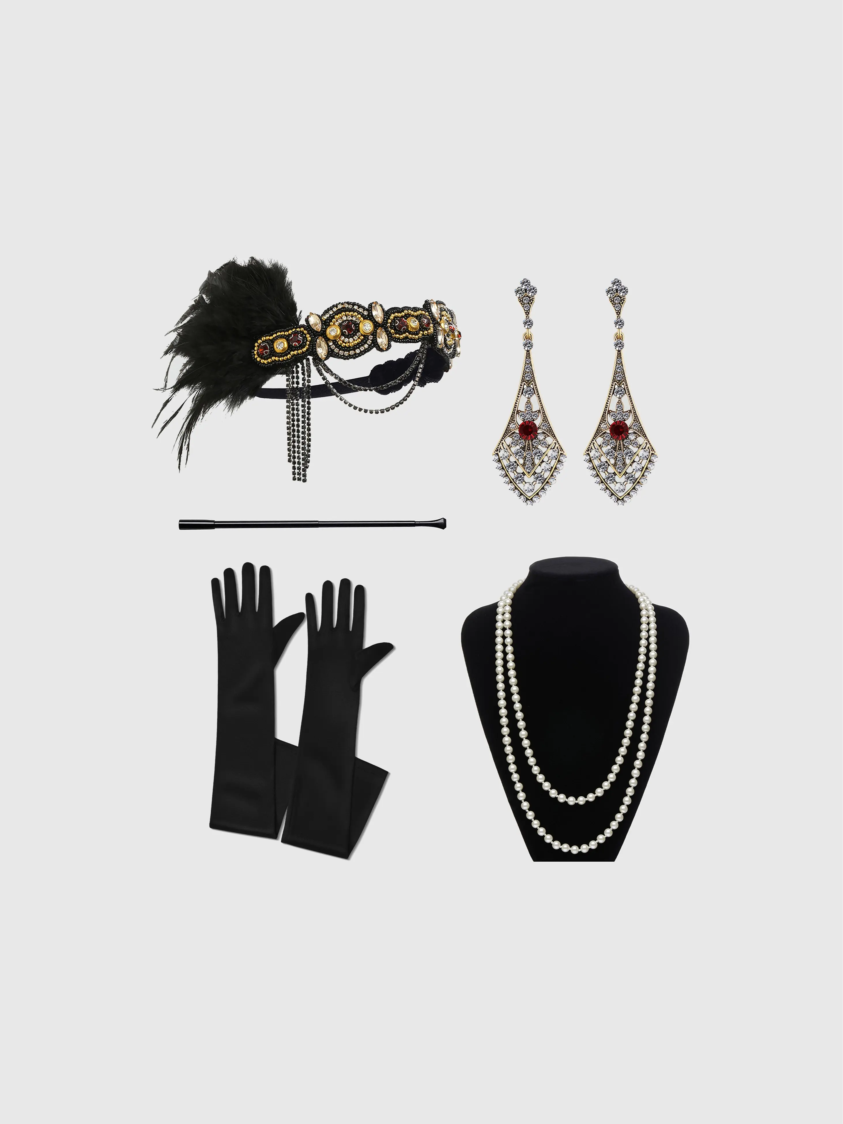 BABEYOND 1920s Flapper Accessories Gatsby Costume Accessories Set 20s Flapper Headband Pearl Necklace Gloves