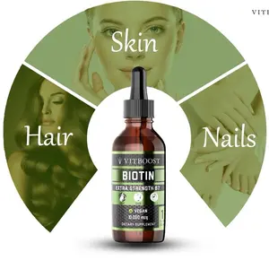 VITBOOST Extra Strength Biotin Liquid Drops, Organic Berry Flavor For Hair Growth, Nails,Skin, 60 Serves Healthcare Vitamin Optimum Dietary Supplement Edible Fitness