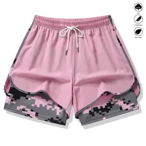 Women’s summer casual shorts with built-in lining and a drawstring elastic waistband, suitable for outdoor sports, fitness, running, and everyday wear; women’s shorts, athletic shorts, womenswear.