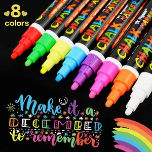 8pcs Set Liquid Chalk Marker Pens, Erasable Multi-Colored Highlighters, LED Writing Board, Glass Window Art, 8 Colors Marker Pens, Drawing Markers