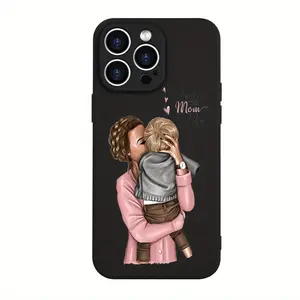Stylish Mother-Child Embracing Theme Smartphone Casing, Cellphone Handheld Accessories for Popular Camera Protection, Compatible with Multiple iPhone Models