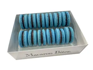 Macaron Bites Blueberry Gift Box - 12 Count French Macarons with Creamy Exotic Fillings for Special Occasions