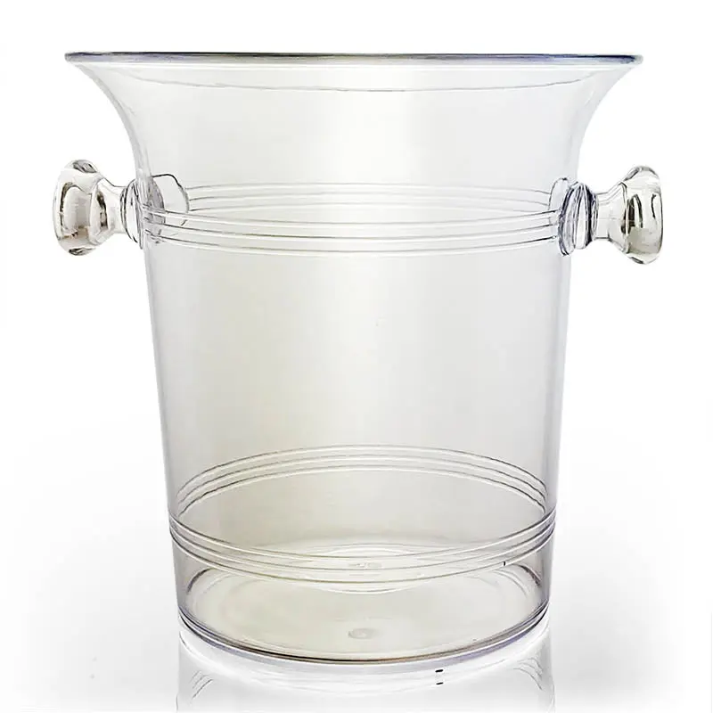 BarConic® Transparent Crystal-Like Durable Plastic Wine Bucket with Molded Handles - 4.25 qt, 6" Width, 8" Height, 8" Rim Diameter, Kitchen & Bar Serving Utensil