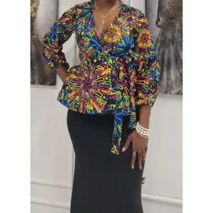 Bold Ankara Peplum Wrap Top