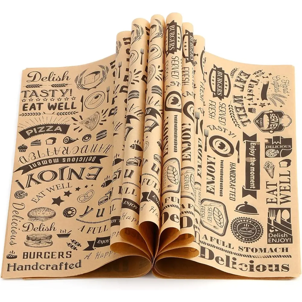 Vintage Retro Newspaper Print Grease-Resistant Oil-Proof Wax Paper Sheets (200 Pieces, 12x12 Inches) - Food-Safe Parchment for Bakeware, Families, Picnic Use, Gift Packaging (Brown, Black), 12 X 12 Inches, Large Pack