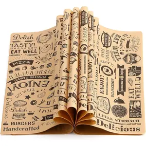 200 Pcs Wax Paper Sheets 12 x 12 Inches Square Grease Resistant Tray Basket Liners For Hot Dog Wrappers, Sandwich Wrapping Paper For Food Baking (Brown Black)