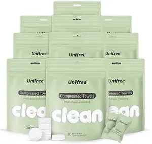 Unifree Compressed Towels I Towelettes  I Facial Towel  I 30 Individual Packs Per Bag, 10-bags Value Pack, Total 300 Count
