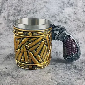 Creative Revolver Bullet Mug, European-American Bold Fashion Tough Guy Bar Beer Mug, Multi-Use Coffee Cup for Drinks