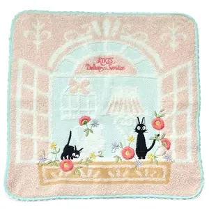 10"*10" Beautifully Designed Cotton Embroidery Hand Towel Blue Cat Decorative Trinket