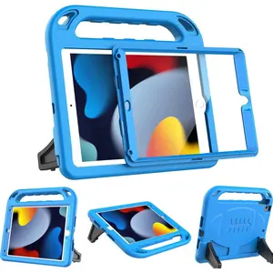 L-CLC001  Kids Case for iPad 9th/8th/7th Generation (iPad 10.2 Inch, 2021/2020/2019) with Built-in Screen Protector, Durable Shockproof Handle Stand iPad 9th 8th 7th Generation Case for Kids, Blue