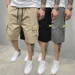 Pack of 3 Summer Lightweight Cargo-Style Casual Shorts — Dual cargo patch pockets, elastic drawstring waist adjustment; everyday casual short pants for light outdoor activities