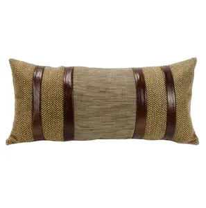Highland Lodge Herringbone Faux Leather Lumbar Pillow