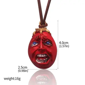 Fashing Popular anime Red Elliptical three-dimensional pendant Necklace Egg Of King Cosplay  Arc Resin Pendant Accessories Gift
