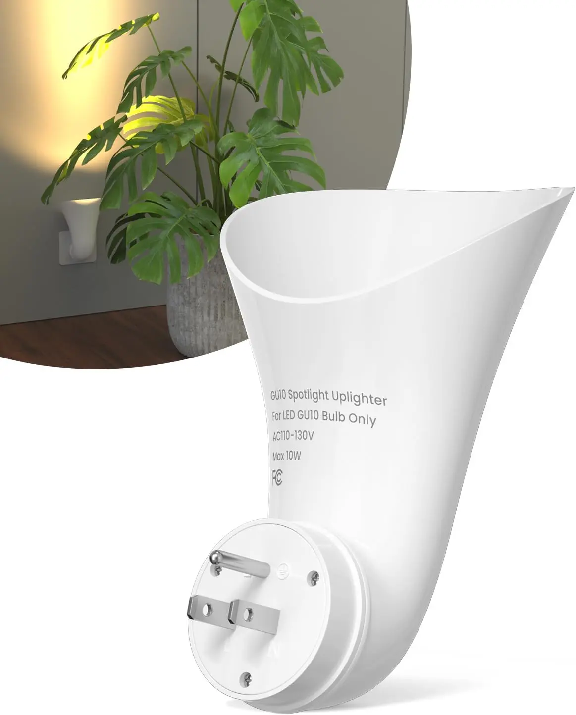 Plug-in GU10 Spotlight Uplighter Wall Sconce, Indoor Wall Light for Living Room, Hallway (Bulb Not Included)