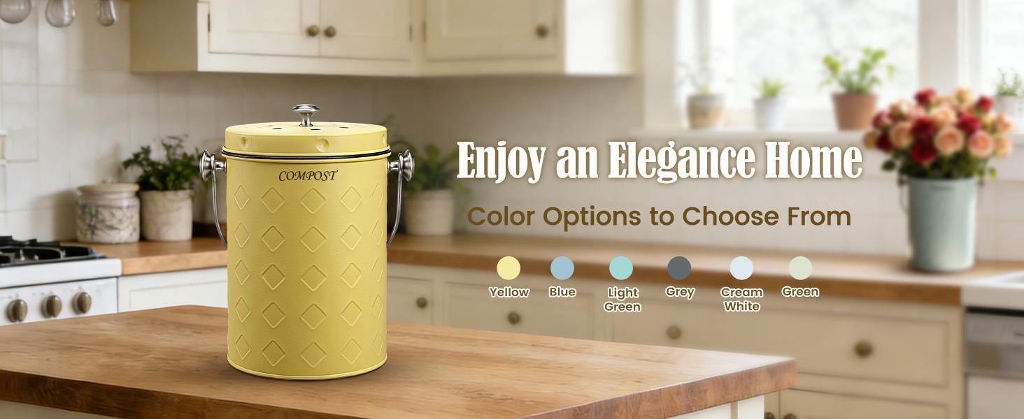 AOSION Countertop Compost Bin Kitchen,Odorless Indoor Compost Bin with Lid,Farmhouse Composter Container for Food Waste,Includes 2 Carbon Filters, Small Compost Bucket,Trash Bags (Modern, Yellow) AOSION Countertop Compost Bin Kitchen,Odorless Indoor Compost Bin with Lid,Farmhouse Composter Container for Food Waste,Includes 2 Carbon Filters, Small Compost Bucket,Trash Bags (Modern, Yellow)