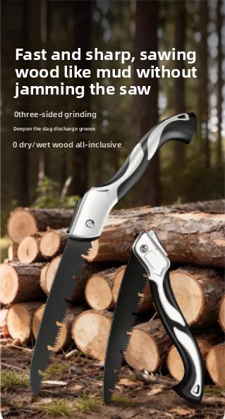 Folding saw, woodworking cutting pruning hand saw equipped with an SK5 curved blade for garden pruning—a folding hand saw suitable for tree trimming, camping, gardening, and woodworking tasks.