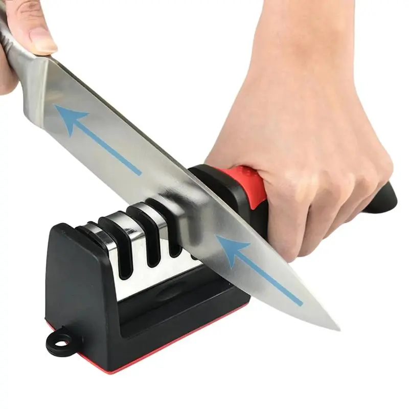 Professional 4-Level Knife Sharpener, Portable Diamond & Ceramic Sharpening Stone, Ideal for Home Kitchen & Outdoor Use, Essential Cooking Tool, Kitchenware