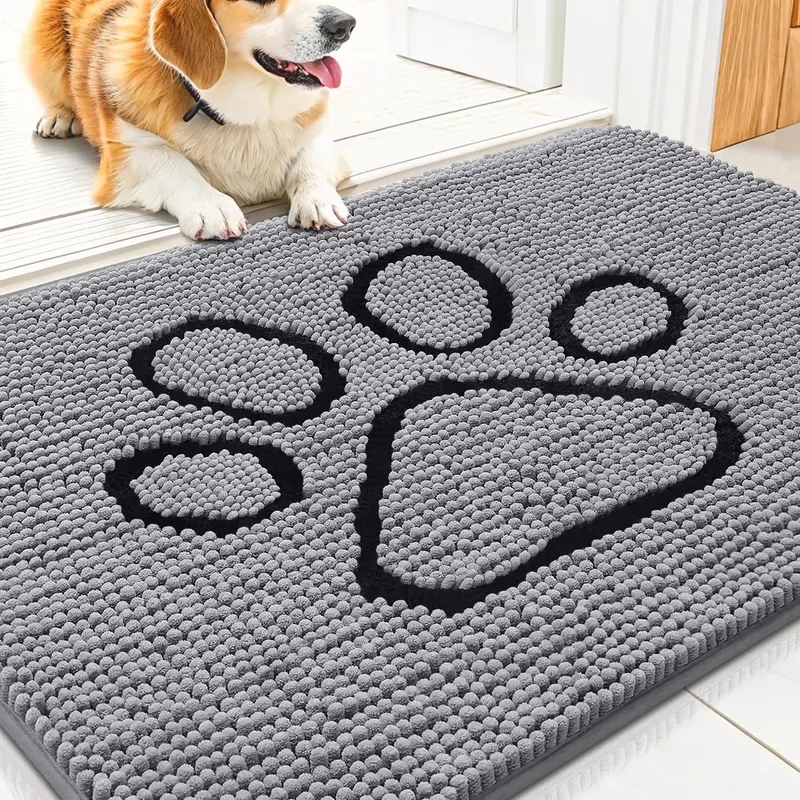 Dog Door Textured Rug Mat - Absorbent, Non-Slip Dirt Trapper for Muddy Paws, 30x20in, Ideal for Mud-Free Entryway