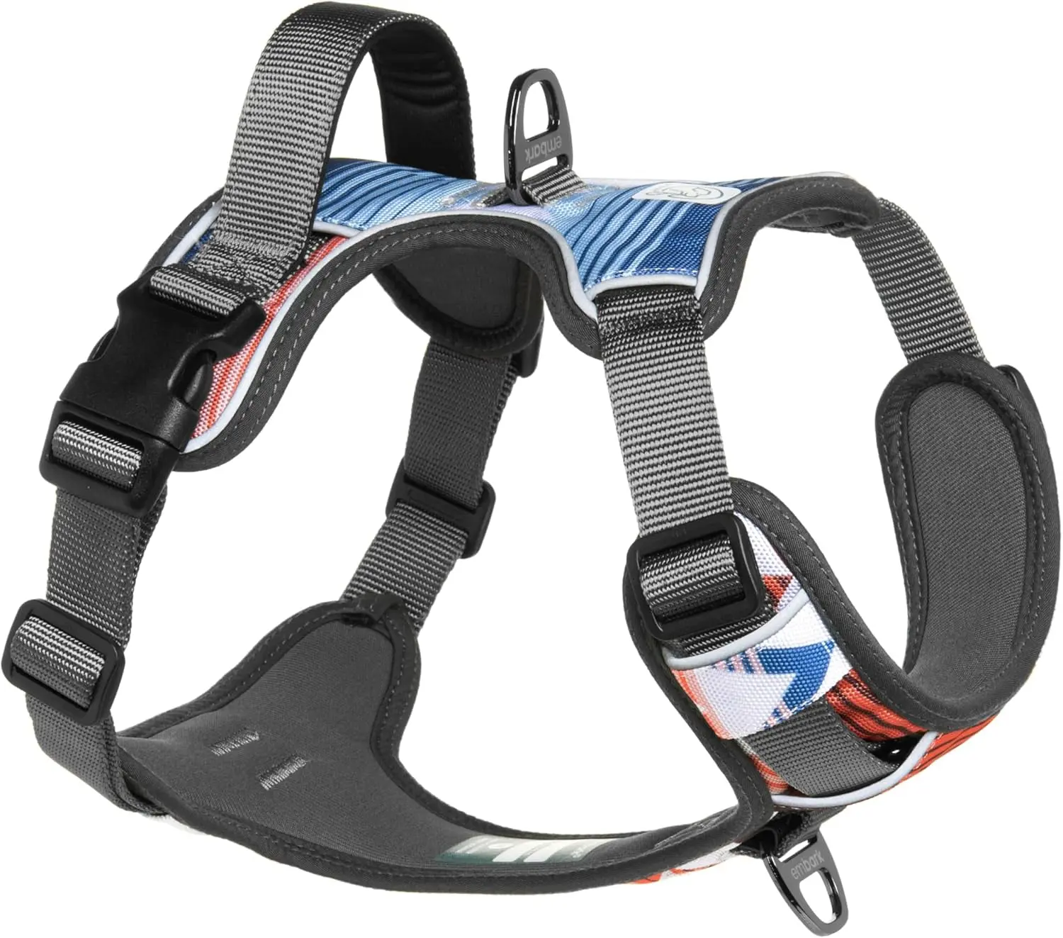Embark Adventure Small Dog Oxford Nylon Vest Harness - Front Clip, Highy Adjustable, Easy On/Off, 20-25 Inches, 360° Reflective Trim, Military-Grade Material, Gel-Lined Handle, Double Stitched, Front & Back D-Rings, No-Pull Control for Day & Night Use