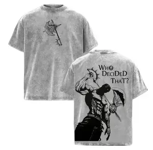 Seven Deadly Sins Escanor Oversized Tee - "WhoDecidedThat" Pride Sin Retro Graphic Heavy CottonUnisex AnimeStreetwear Gift For Fans Washed Streetwear Shirt t shirt soft cotton vintage streetwear unisex t-shirt washed tees for Men and Women