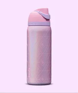 Owala 32oz Pink-Purple Gradient Diamond Insulated Bottle Stainless Steel Leak-Proof Lid Holographic Design Perfect for Daily Commute & Office candy coated water tumbler easy drinking large cup holiday use