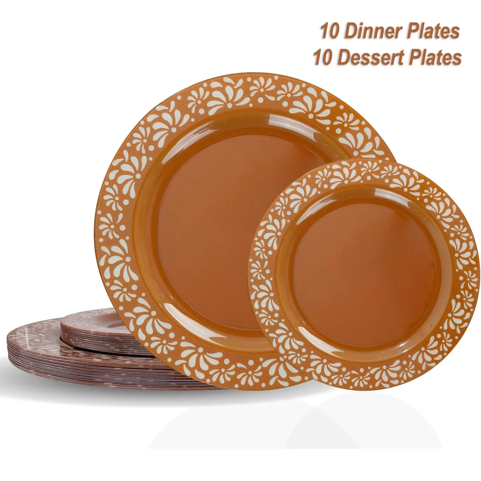 20 Pcs Plastic Mexican Plates - Cielito Lindo Baby Shower Plates Cielito Lindo Party Decoration - 10.25" Dinner & 7.5" Dessert Plastic Platos De Barro Mexicanos
