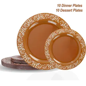 20 Pcs Plastic Mexican Plates - Cielito Lindo Baby Shower Plates Cielito Lindo Party Decoration - 10.25" Dinner & 7.5" Dessert Plastic Platos De Barro Mexicanos