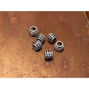Bali Beads chunky, grooved bee barrel design (lot of 12 or 36) Premium quality large hole striped spacer bead in antique silver