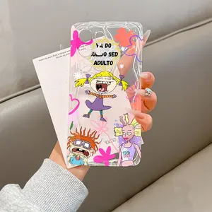 Cute R-Rugrats Phone Case for Samsung Galaxy S25 S24 S23 S22 S21 Fe Ultra Plus, Anti-Drop Soft Tpu Back Cover, Angelyka Pickles & Chuck Design, Protective
