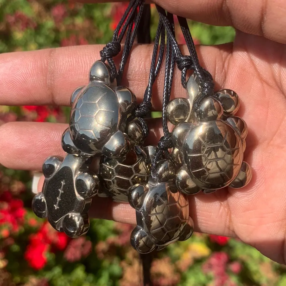 Pyrite Crystal Turtle Rope Necklaces Daily Anniversary Birthday Wedding Engagement