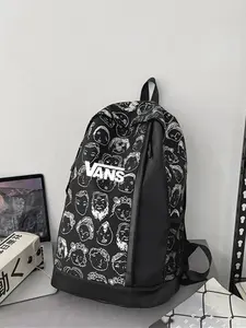 Vans Backpack with Artistic Face Print for School & Travel, Aesthetic Vibe Level Up Your Street Style