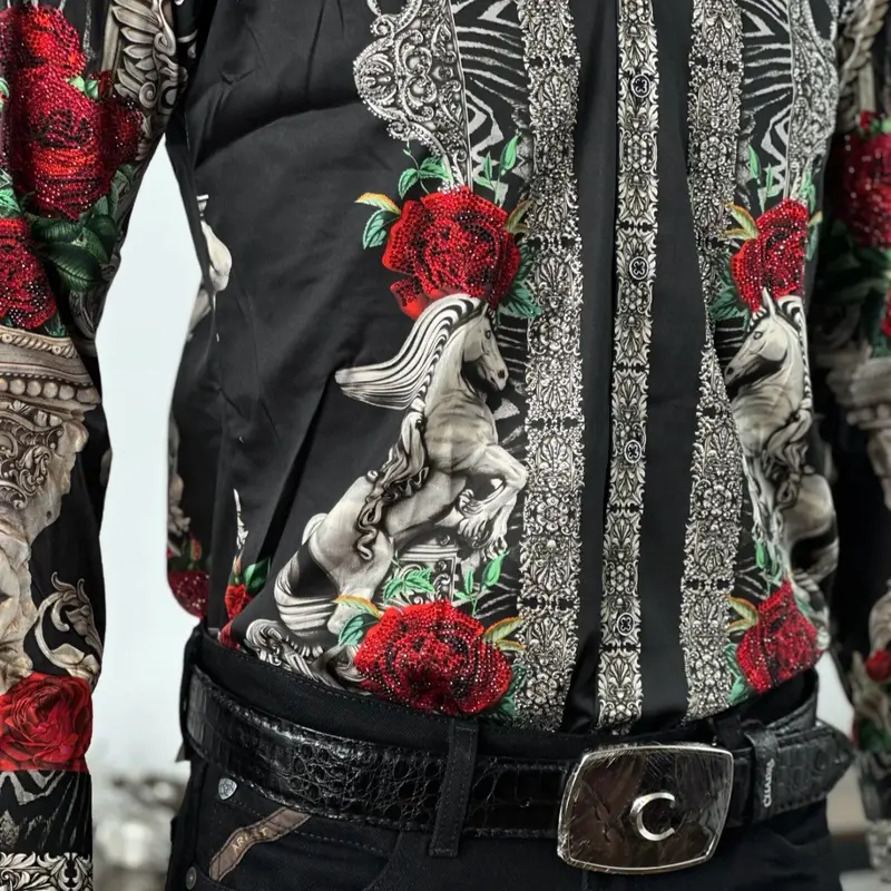 BARABAS Belica Rose Luxury Western Dress Shirt for Women - Snack